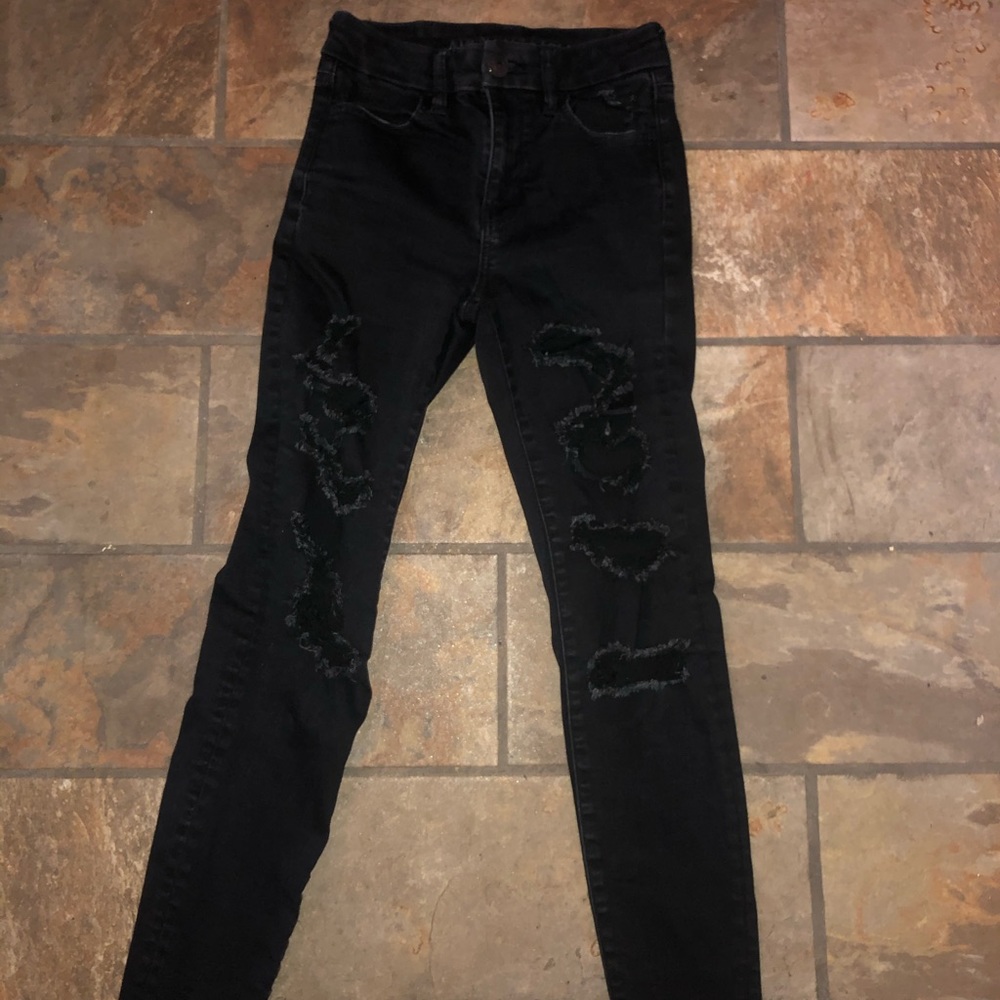 Black ripped jeggings